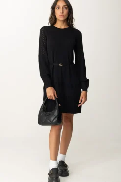 Twin-set Mini Abito In Maglia con CinturaNERO