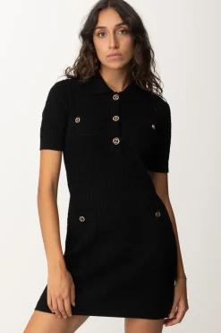 Twin-set Mini Abito In Maglia a Punti IncrociatiNERO