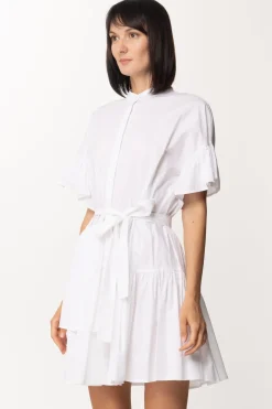 Twin-set Mini Abito In Popeline con Balze e FusciaccaBIANCO OTTICO