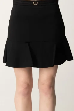 Twin-set Minigonna con Volant e Dettaglio LogoNERO
