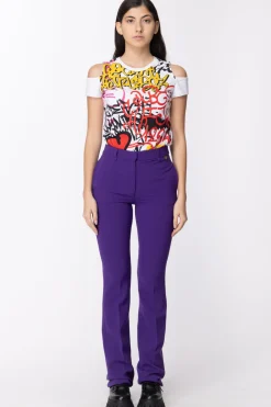 Twin-set Pantaloni a Zampa In CrepeVIBRANT VIOLET