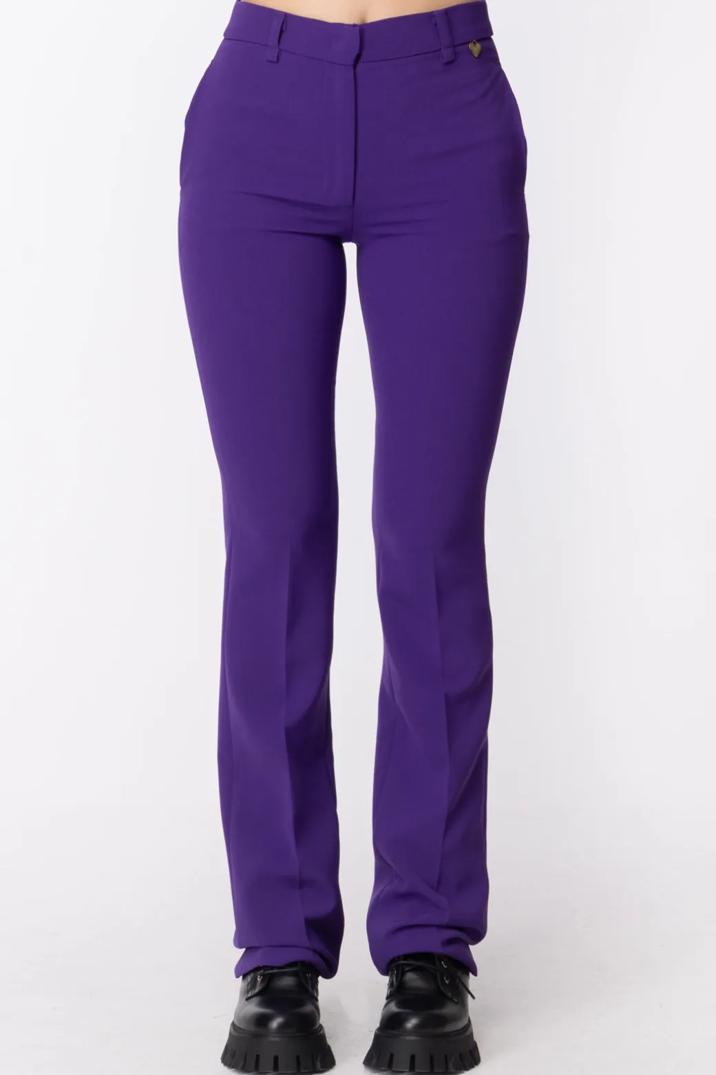 Twin-set Pantaloni a Zampa In CrepeVIBRANT VIOLET