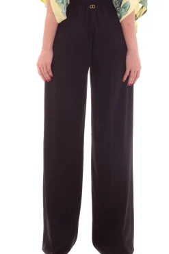 Twin-set Pantaloni Ampi a Vita AltaNERO