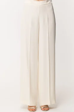 Twin-set Pantaloni Ampi con Risvolto In RasoAVORIO
