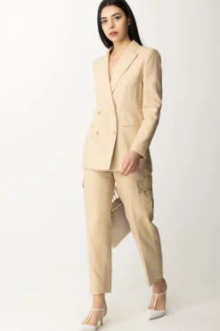 Twin-set Pantaloni Cargo In Misto LinoALMOND MILK