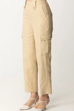 Twin-set Pantaloni Cargo In Misto LinoALMOND MILK
