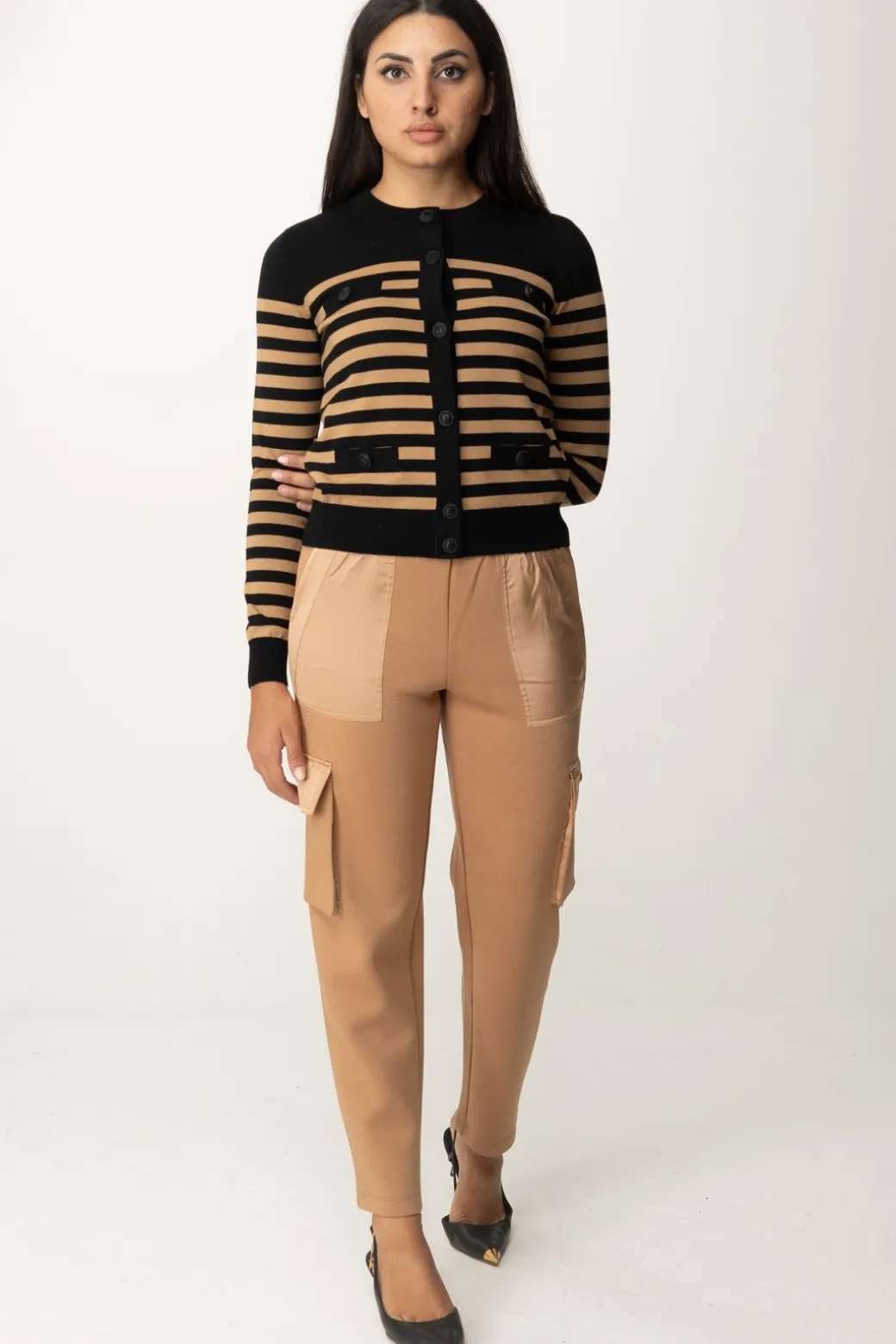 Twin-set Pantaloni Cargo In Scuba e RasoCARAMEL CAMEL