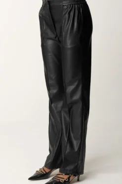 Twin-set Pantaloni Dritti Effetto PelleNERO