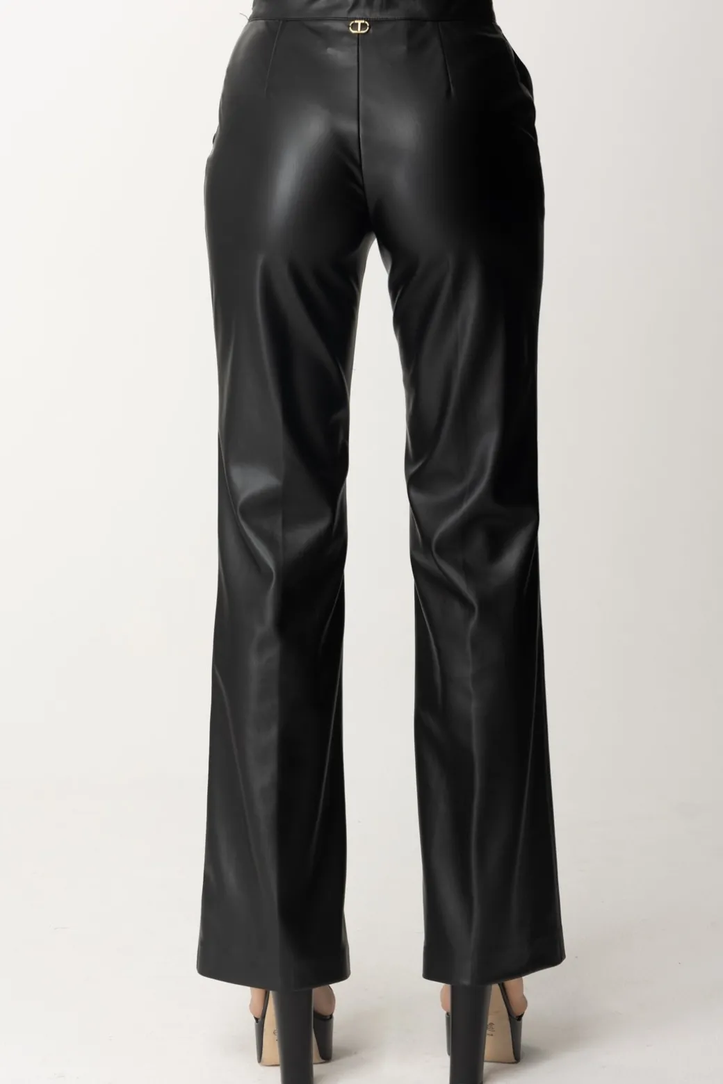 Twin-set Pantaloni Effetto PelleNERO