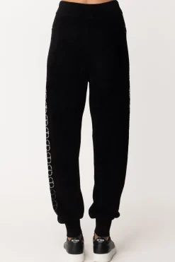 Twin-set Pantaloni In Ciniglia con LogoJACQ.OVAL T NERO/ARGENTO SFUMA