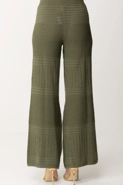 Twin-set Pantaloni In Maglia con Mix Di PuntiGRAY GREEN SCURO