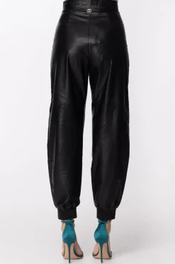 Twin-set Pantaloni Jogging In EcopelleNERO