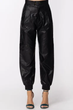 Twin-set Pantaloni Jogging In EcopelleNERO