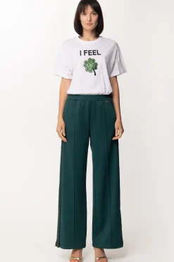 Twin-set Pantaloni Palazzo In MagliaBIC.VERDE SCURO/PITONE