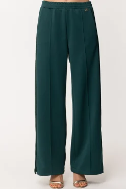 Twin-set Pantaloni Palazzo In MagliaBIC.VERDE SCURO/PITONE
