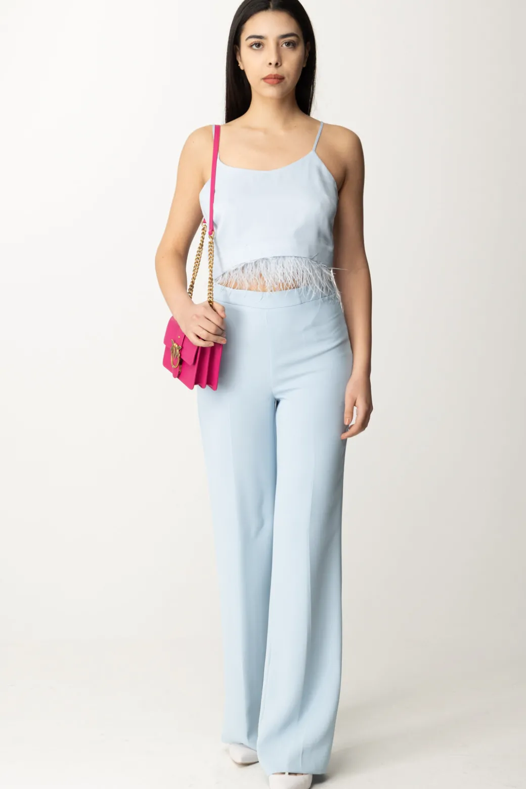 Twin-set Pantaloni Palazzo con PiegaBLUE TEAR