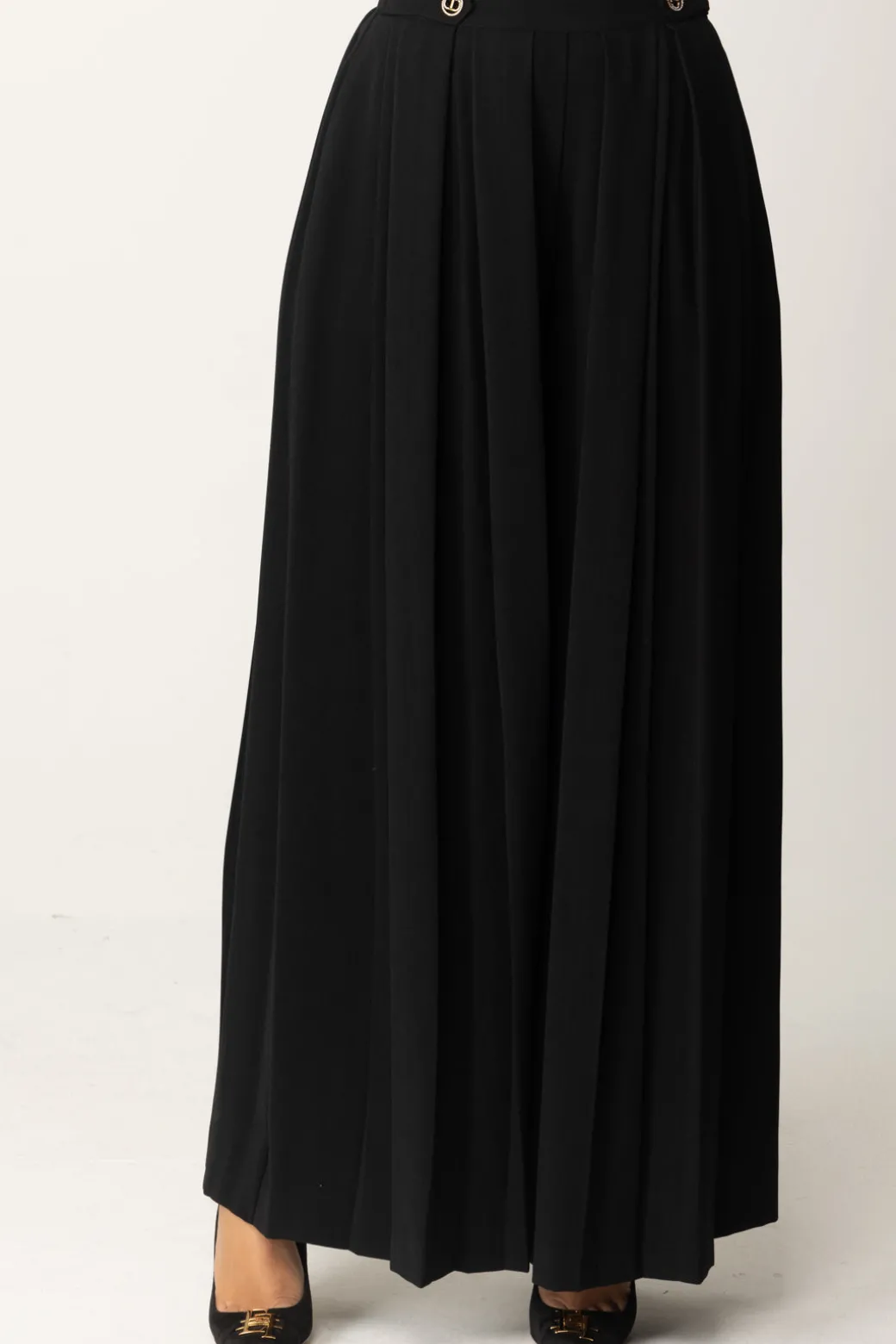 Twin-set Pantaloni Plissé con BottoniNERO