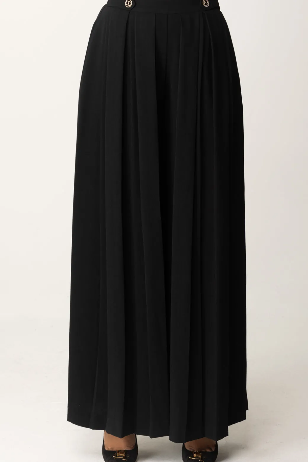 Twin-set Pantaloni Plissé con BottoniNERO