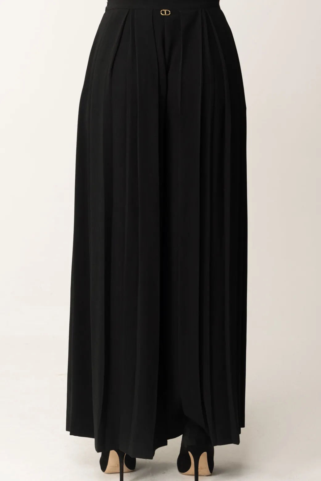 Twin-set Pantaloni Plissé con BottoniNERO