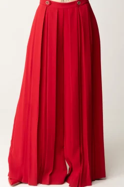 Twin-set Pantaloni Plissé con BottoniROSSO VENEZIANO