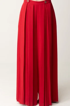 Twin-set Pantaloni Plissé con BottoniROSSO VENEZIANO