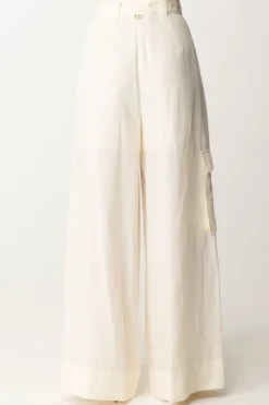 Twin-set Pantaloni Wide Leg con CinturaAVORIO