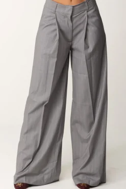 Twin-set Pantaloni Wide Leg GessatiGRIGIO MELANGE GESSATO NEVE