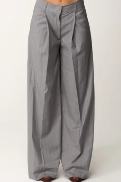 Twin-set Pantaloni Wide Leg GessatiGRIGIO MELANGE GESSATO NEVE