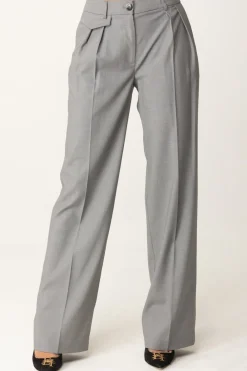 Twin-set Pantaloni Wide Leg con PincesGRIGIO MEL.MEDIO