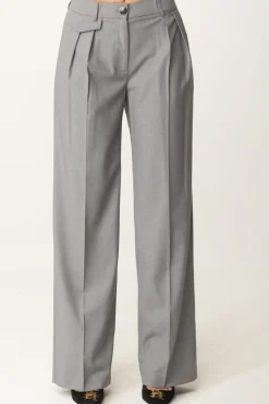 Twin-set Pantaloni Wide Leg con PincesGRIGIO MEL.MEDIO
