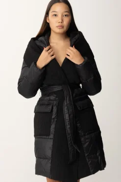 Twin-set Piumino Lungo Imbottito con CinturaNERO