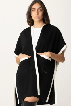 Twin-set Poncho In Maglia con CappuccioNERO