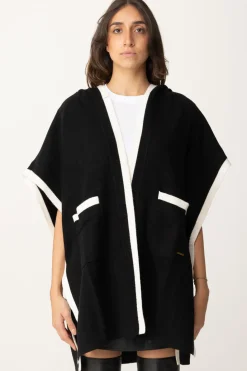 Twin-set Poncho In Maglia con CappuccioNERO