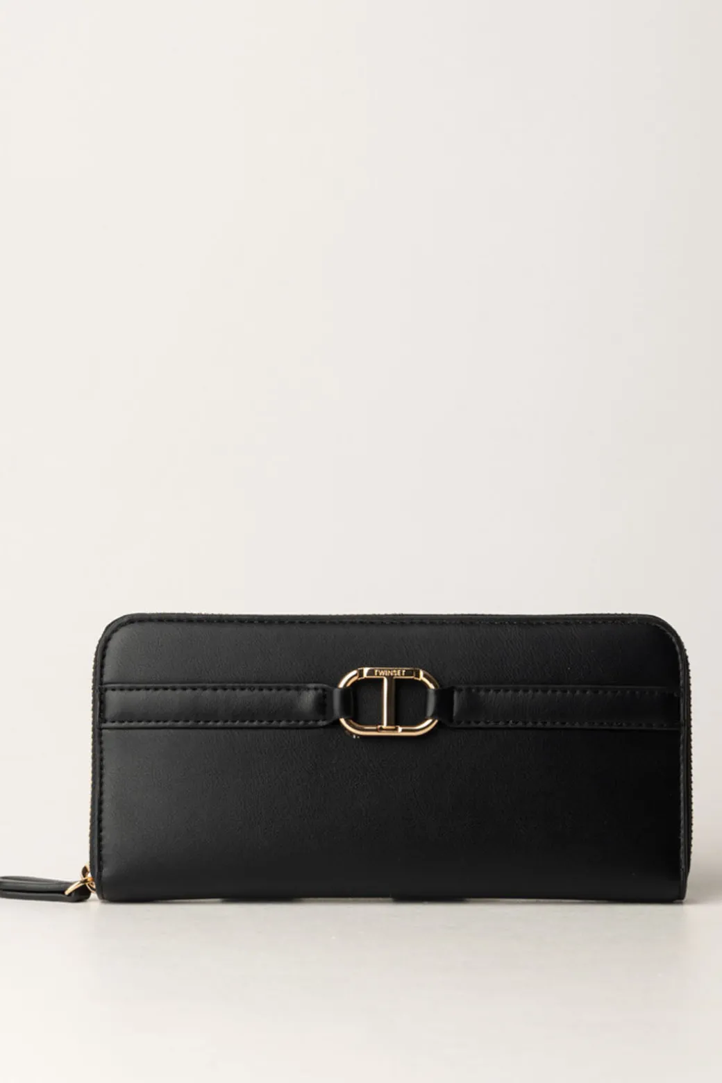 Twin-set Portafogli Zip-around In Similpelle LisciaNERO