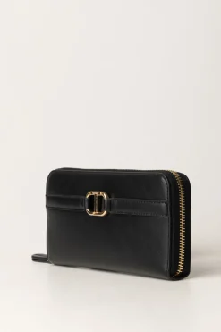 Twin-set Portafogli Zip-around In Similpelle LisciaNERO