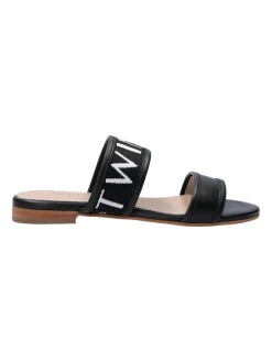 Twin-set Sandali Flat con Fascia LogataBIC.NERO/ANTIQUE WHITE