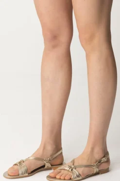 Twin-set Sandali Flat Laminati con Motivo NodoORO