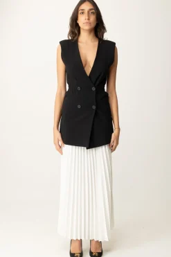 Twin-set Set Gilet e Gonna Lunga PlisséBIC.NERO/NEVE