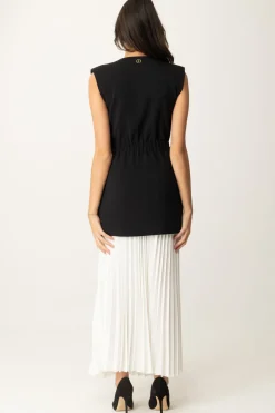 Twin-set Set Gilet e Gonna Lunga PlisséBIC.NERO/NEVE