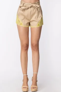 Twin-set Shorts con Inserto In Sangallo e FusciaccaRIC.GIALLO LED/CUBAN SAND