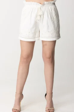 Twin-set Shorts con Ricami e CoulisseBIANCO OTTICO