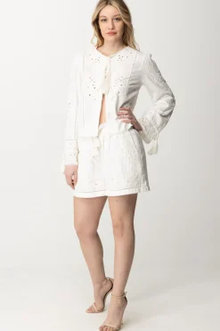 Twin-set Shorts con Ricami e CoulisseBIANCO OTTICO