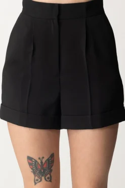 Twin-set Shorts In Crepe con RisvoltinoNERO