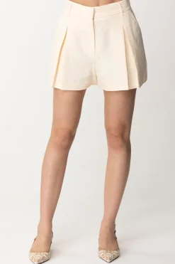Twin-set Shorts In Misto Lino con PieghePARCHMENT