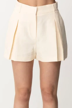 Twin-set Shorts In Misto Lino con PieghePARCHMENT