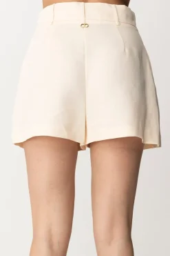 Twin-set Shorts In Misto Lino con PieghePARCHMENT