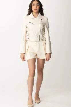 Twin-set Shorts In Misto Lino con PieghePARCHMENT