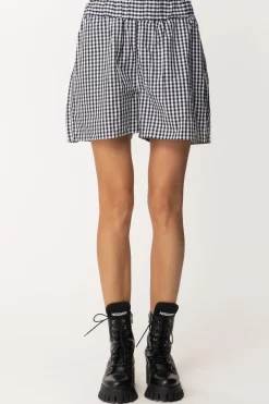 Twin-set Shorts Stampa Vichy In PopelineBIC.OFF WHITE/NERO