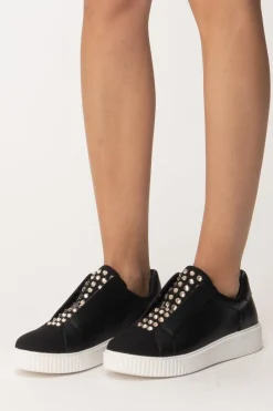 Twin-set Sneaker Bassa Scamosciata con StrassBIC.NERO/ANTRACITE