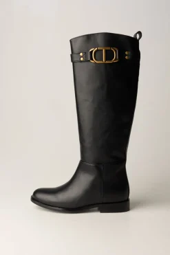 Twin-set Stivali Alti con Fibbia LogataNERO